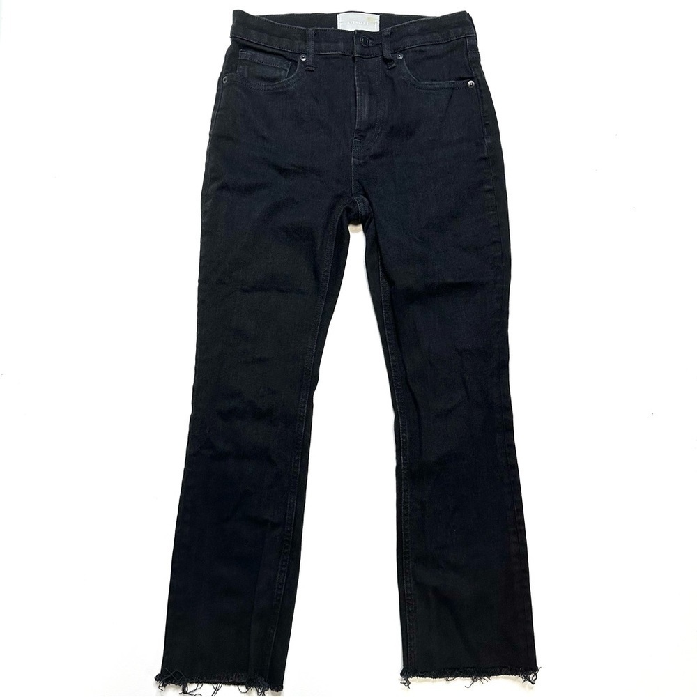Everlane High Rise Black Raw Hem Straight Denim Jeans Sz 26